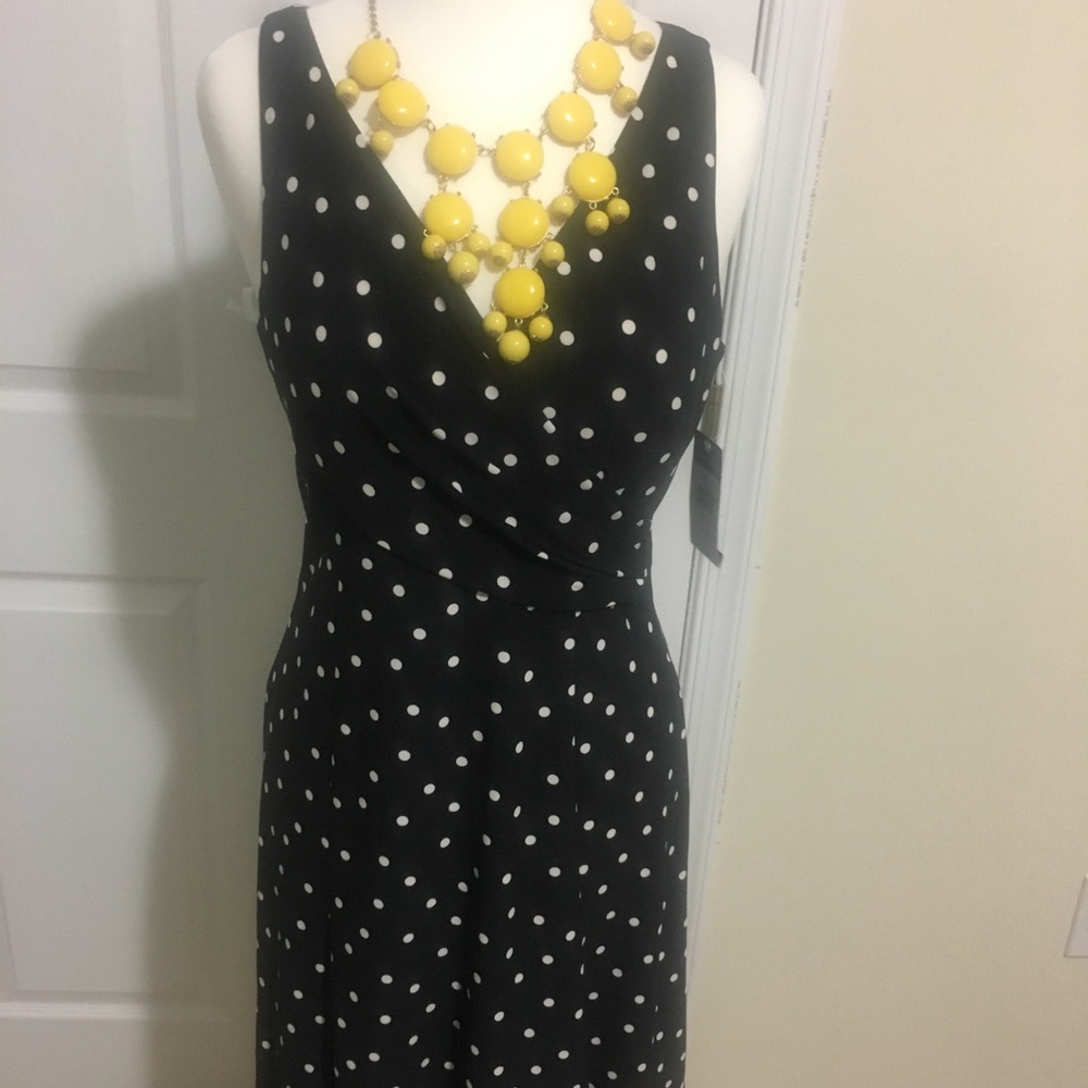 Polka Dot V-Neck Midi Dress.